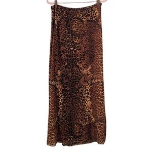 Vintage Jean Paul Gaultier Maille Velvet Leopard Mesh Maxi Skirt Large Italy JPG